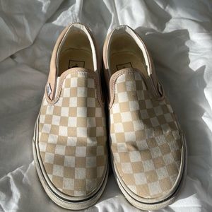 Tan Cream Checkered Vans